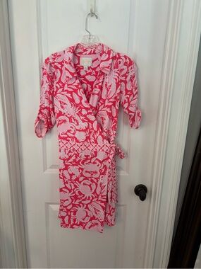 Lilly Pulitzer Pink and White Romper With Crabs